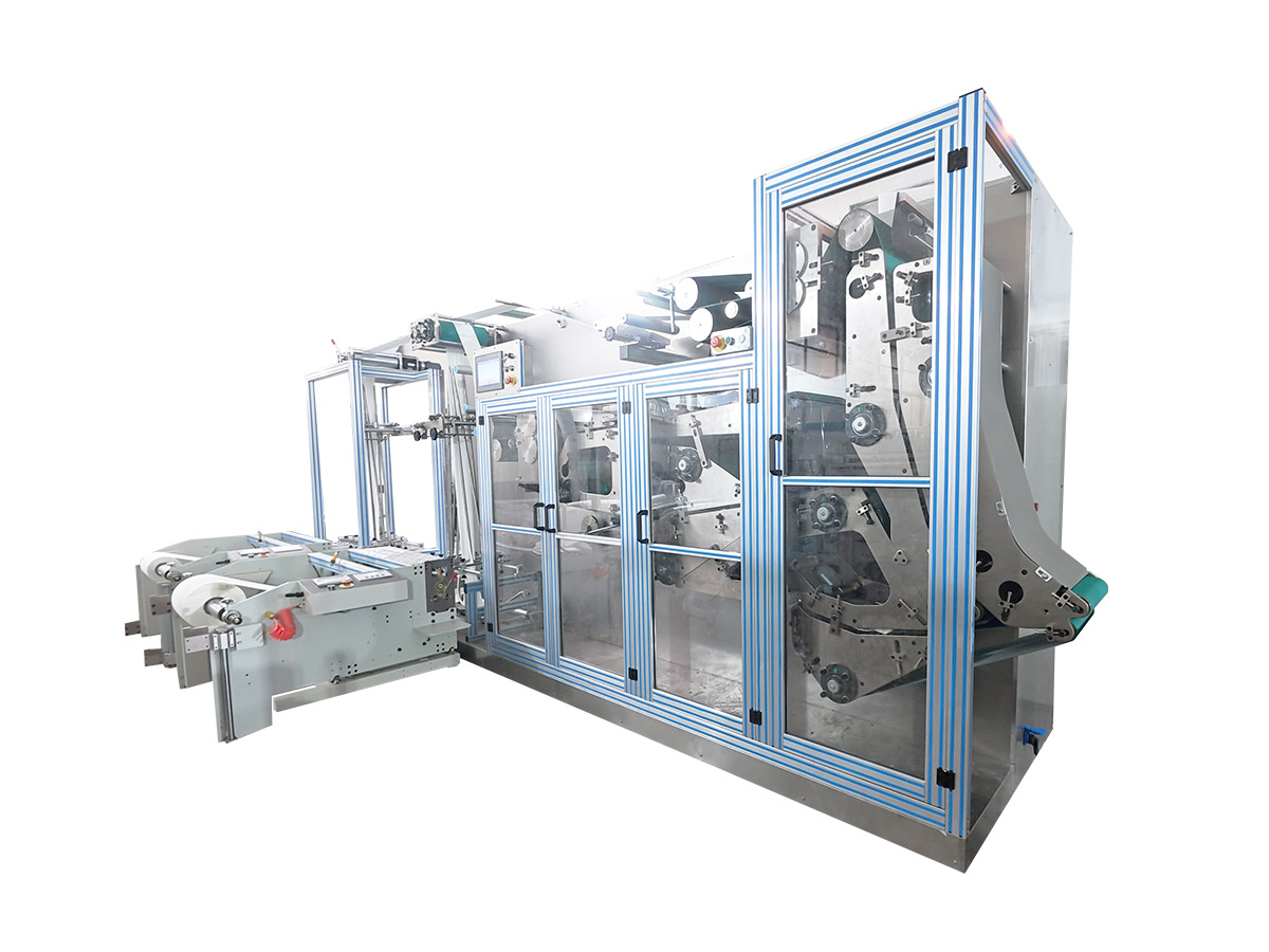 Máquina automática para fabricação de toalhas de banho e toalhas de rosto com capacidade de 100 peças por minuto.
